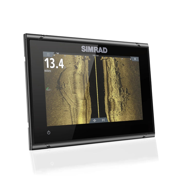 Simrad GO7 XSR ROW utan givare (000-14448-001) – display med StructureScan-sidobild av botten på skärmen