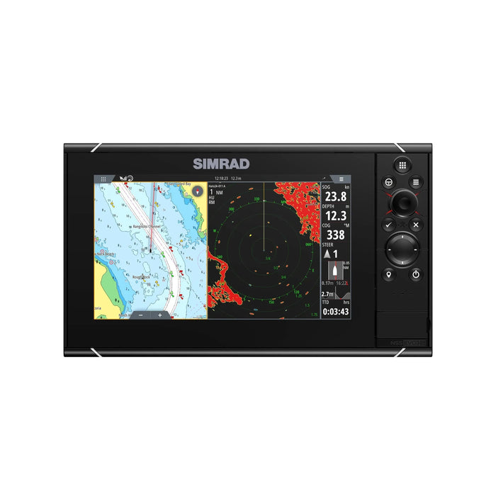 Simrad NSS9 EVO3S World Basemap (000-15405-001) – display med sjökort med radaröverlägg på skärmen