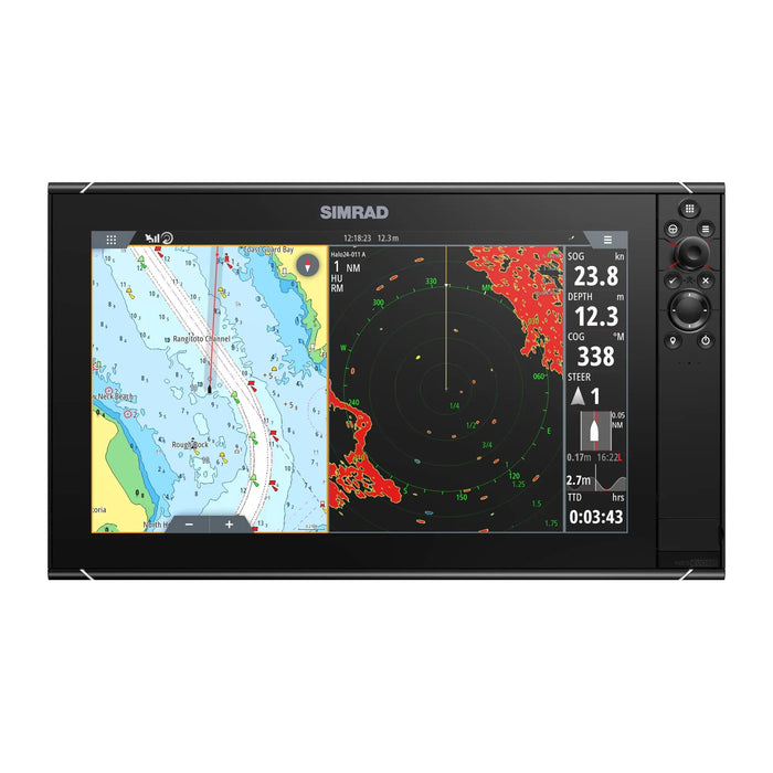 Simrad NSS16 EVO3S Combo MFD World Basemap (000-15407-001) – display med sjökort med radaröverlägg på skärmen