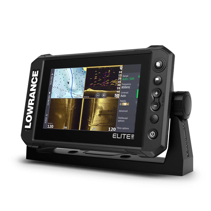 Lowrance ELITE FS 7 with No Transducer (000-15702-001) – display med ekolod, Active Imaging och startskärm på skärmen