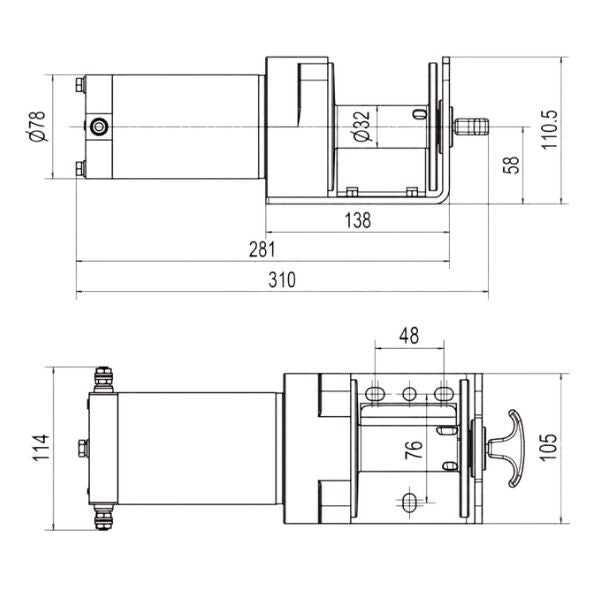 Rock RP2000 El Trailervinsch 12 Vdc 1.9HK (1.4Kw) 907 kg, bild 2