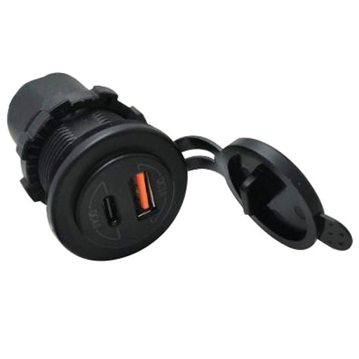 1852 USB-uttag USB-A och USB-C med 1m kabel, 12/24V