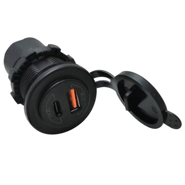 1852 USB-uttag USB-A och USB-C med 1m kabel, 12/24V