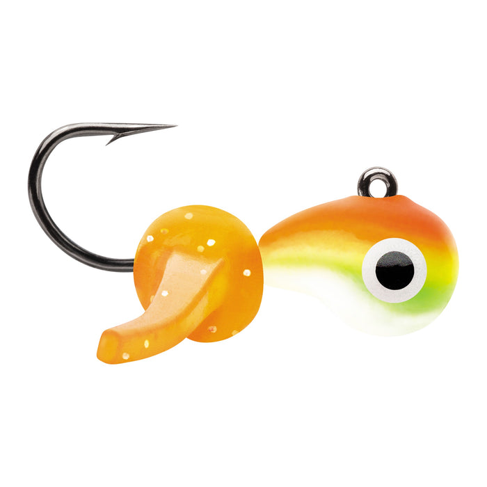 VMC Tungsten Mustach Jig 1,8 g pimpelbete för isfiske, färg Orange Chartreuse Glow (OCGL)