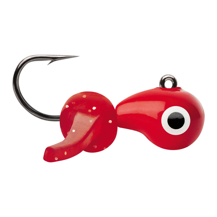 VMC Tungsten Mustach Jig 1,8 g pimpelbete för isfiske, färg Glow Red (GLRD)
