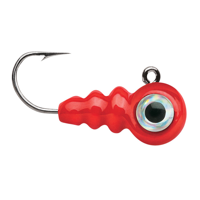 VMC Tungsten Larv Eye Jig 1,8 g pimpelbete för isfiske, färg Glow Red (GLRD)