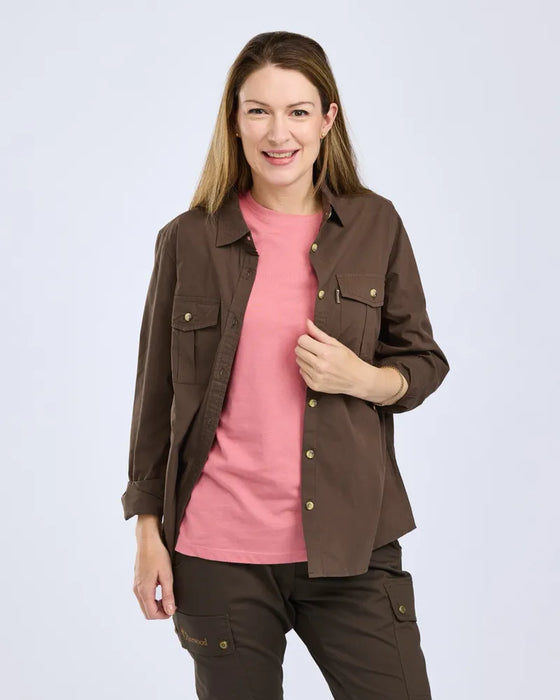 Pinewood InsectSafe Poplin L/S Shirt Dam D.Olive, bild 4