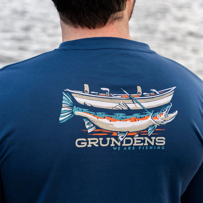 Grundéns Drift Boat LS Tech Tee Blue Abyss