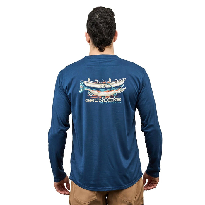 Grundéns Drift Boat LS Tech Tee Blue Abyss