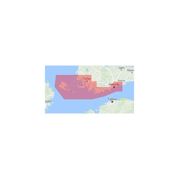 C-MAP MAX Gulf of Finland West (M-EN-M309-MS) – karta över täckningsområdet från Ålands hav och Åbolands skärgård via Åbo till Helsingfors och Borgå