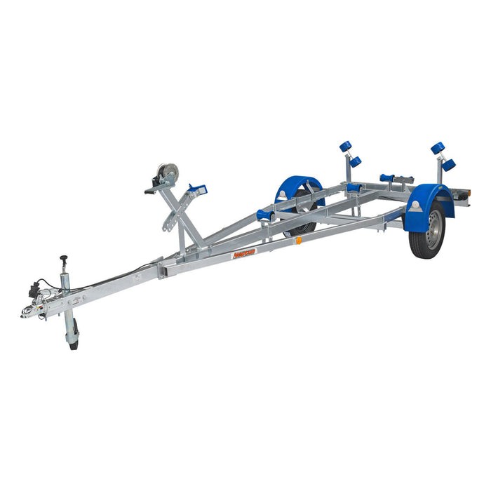 Neptun Navy 750 båttrailer med blå rullar på vit bakgrund