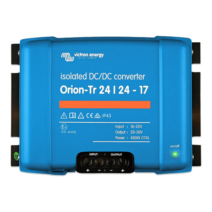 Victron Energy Orion-Tr 24/24-17A isolerad DC-DC-omvandlare, sedd framifrån