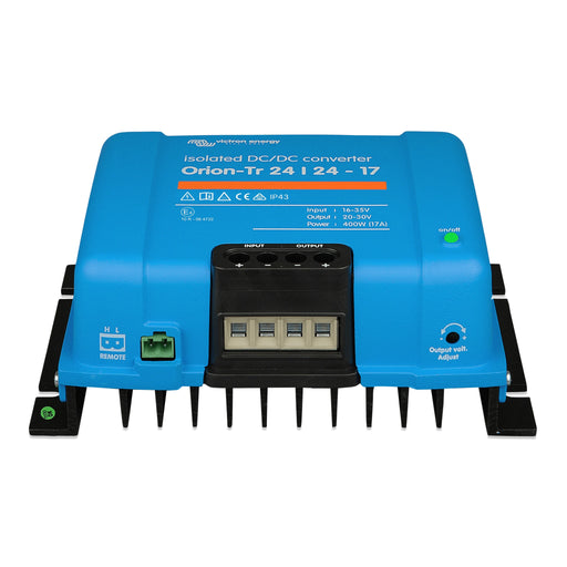Victron Energy Orion-Tr 24/24-17A isolerad DC-DC-omvandlare, sedd framifrån