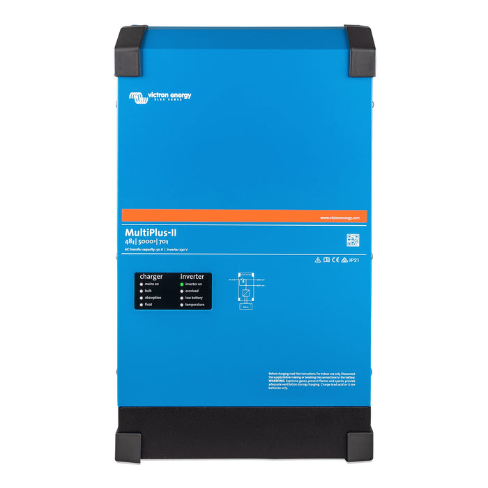 Victron Energy MultiPlus-II 48/5000/70-50 växelriktare och laddare, sedd framifrån