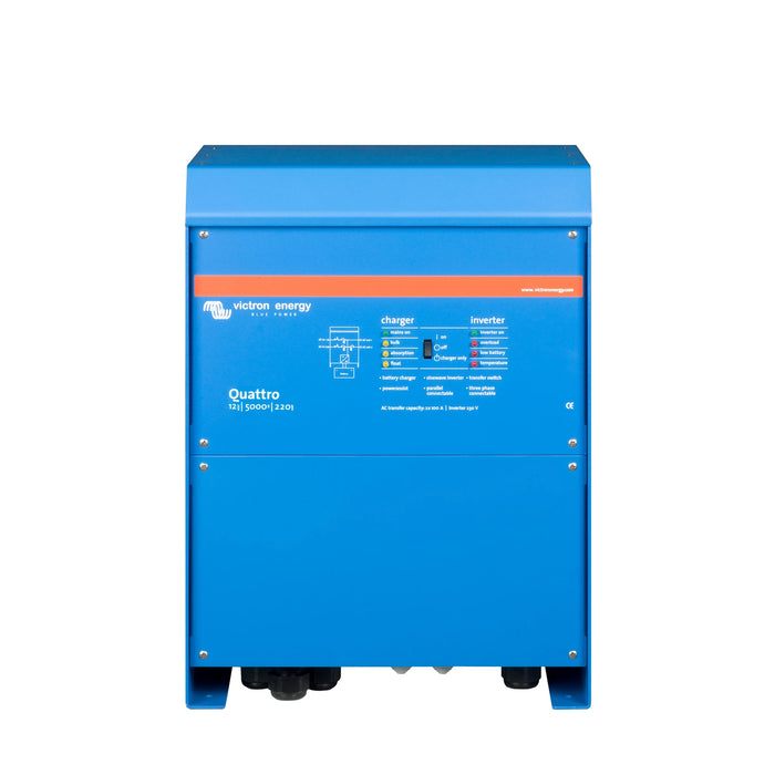 Victron Energy Quattro 12/5000/220-100/100 växelriktare och laddare, sedd framifrån