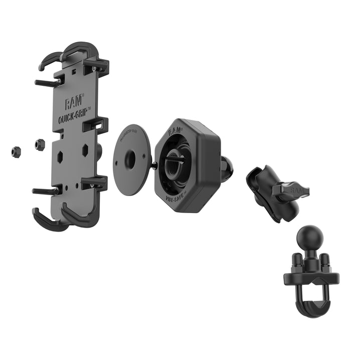 RAM Mounts Quick-Grip™ XL Mobilhållare Vibe-Safe™ Styrfäste U-Bult Kort Arm (B-kula), bild 3