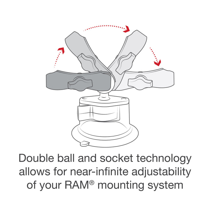RAM Mounts X-Grip® Telefonhållare med Twist-Lock™ Sugpropp och Medellång Arm (B-kula), bild 3
