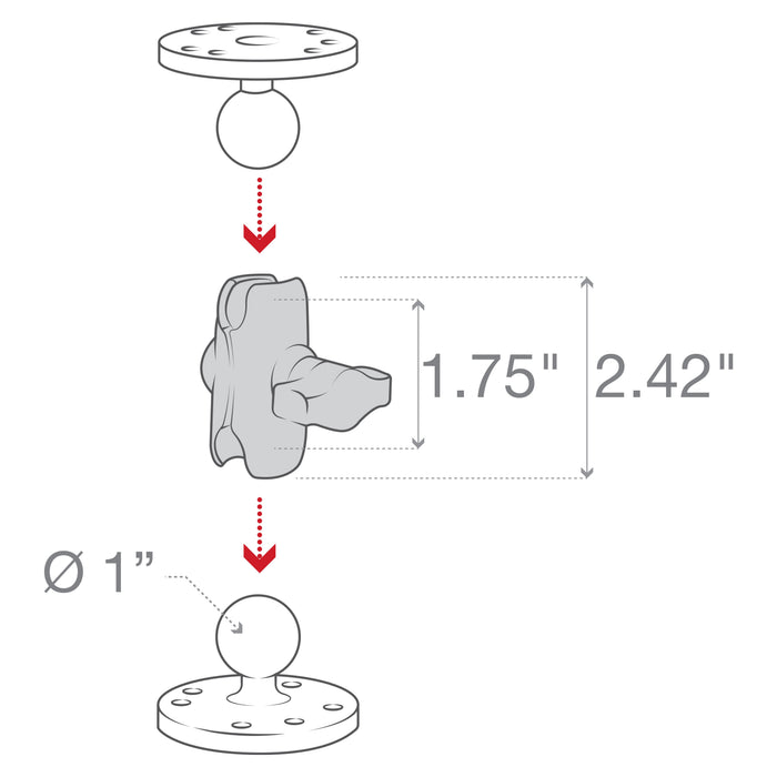 RAM Mounts Kort Dubbelledad Kompositarm (B-kula), bild 3