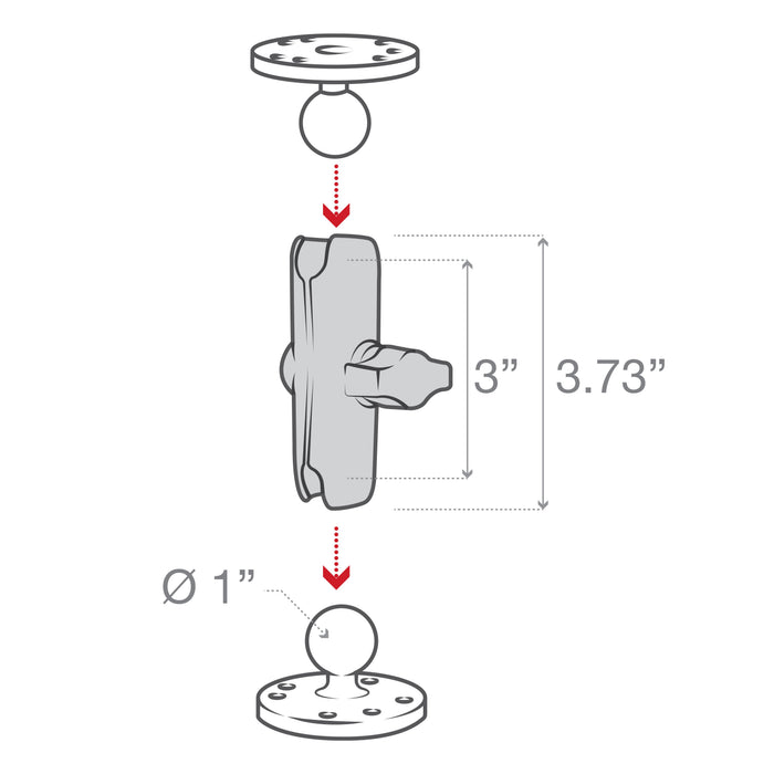RAM Mounts Dubbelledad Arm i Komposit, Medium (B-kula), bild 3