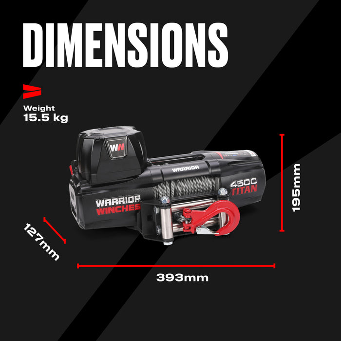 Warrior Winches Titan 4500lb Vinsch 24V - Stålvajer, bild 6