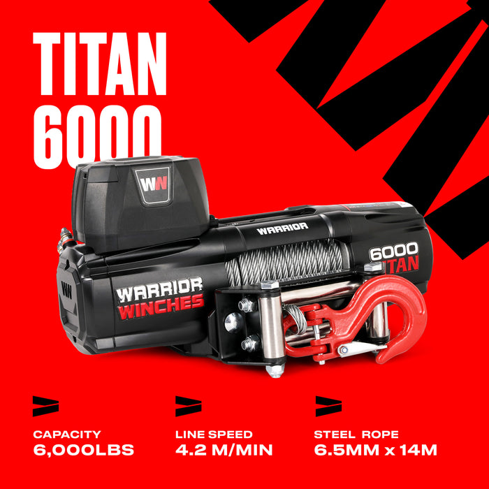 Warrior Winches Titan 6000lb Vinsch 12V - Stålvajer, bild 6