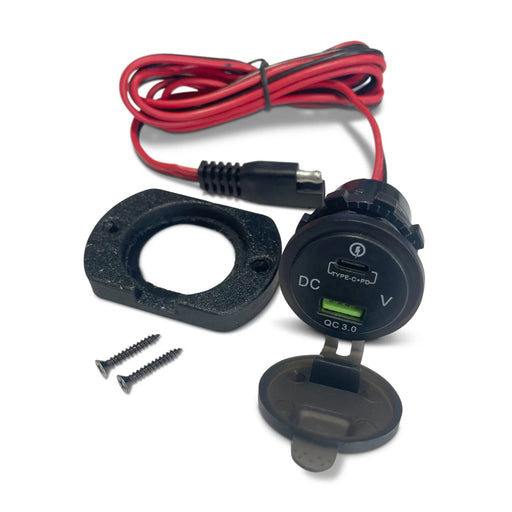 Yak Power UMP48 Dual USB-C and USB QC3.0 Snabbladdningsport med voltmeter kayakstore.se
