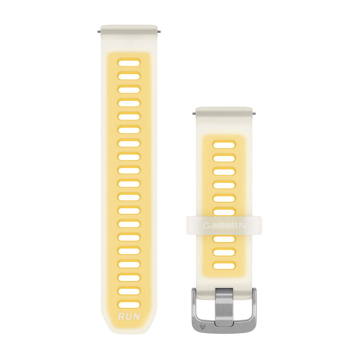 Garmin armband med snabbfäste 20 mm, Genomskinligt benfärgat/mango med silverfärgade detaljer