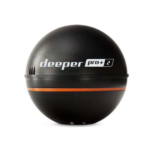 Deeper PRO+ 2 ekolod i svart med orange kant sett framifrån