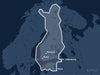 Täckningskarta för sjökortet C-MAP 4D Finland Lakes Wide (M-EN-D326-MS): det vita markerade området visar vilka vatten kortet omfattar, bland annat kring St. Petersburg, Tampere och Pskov.