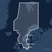Kvadratisk översiktskarta över täckningsområdet för C-MAP MAX North Sea and Denmark (M-EN-M300-MS) med orter som Berlin, København och Oslo utmärkta.