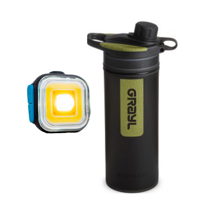 Grayl GeoPress Purifier Bottle Black Camo + MeolinQ Light01 Paketdeal