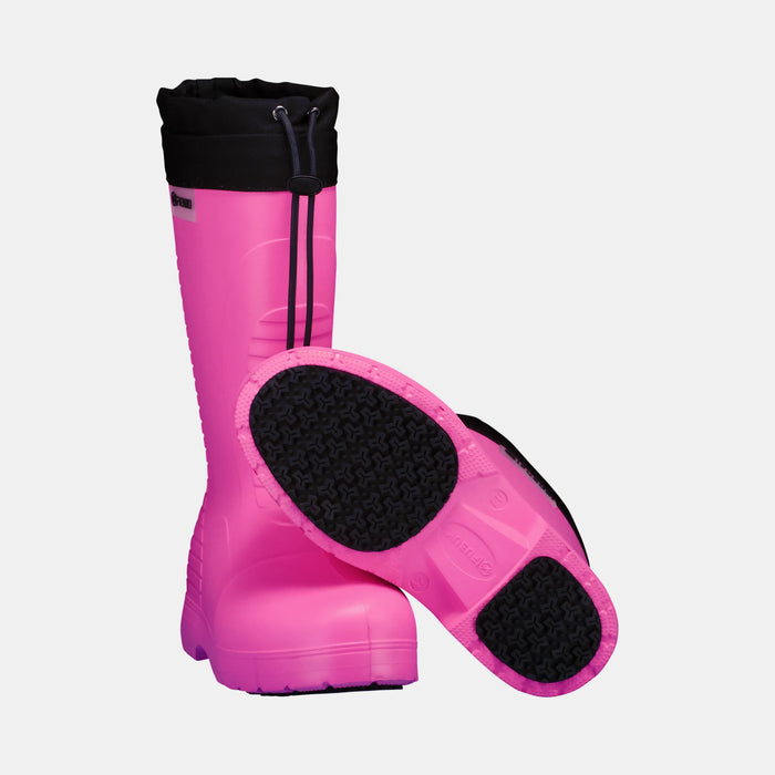 Fubuki Niseko 3.0 i rosa med mönstrad gummisula sedd från undersidan