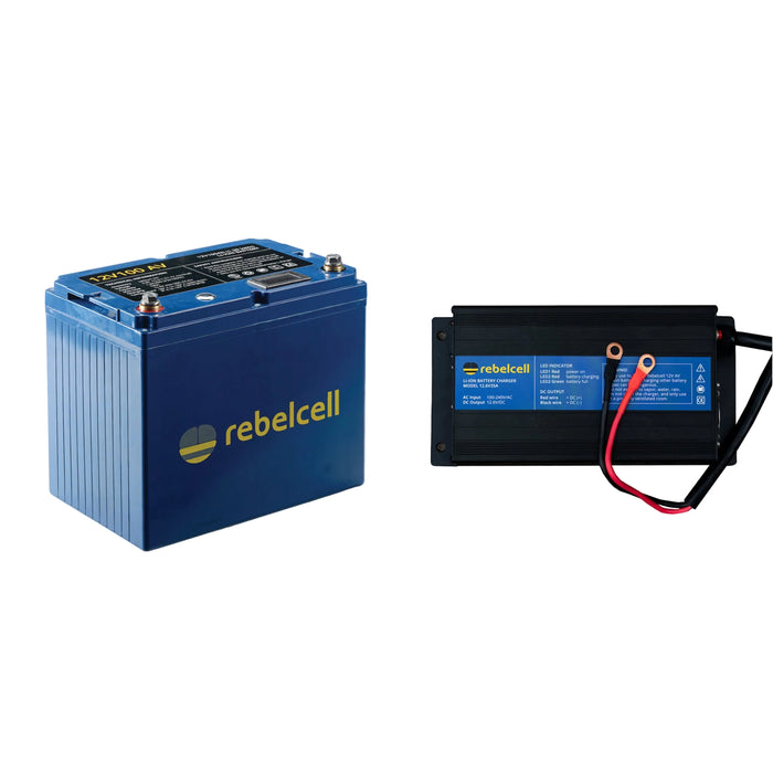 Rebelcell 12V100 AV li-ion Battery med Rebelcell 35A laddare