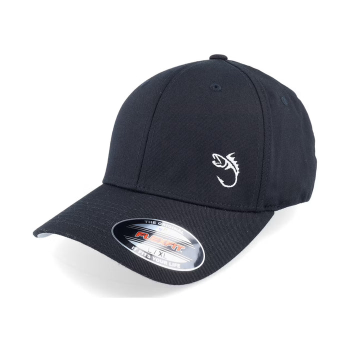 Skillfish White Fish Hook Logo Black Flexfit Keps