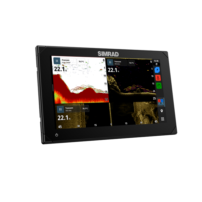 Simrad NSX 3009 med HDI-givare (000-15375-001) – display med delad vy av ekolod och DownScan på skärmen