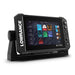 Lowrance Elite FS 7 med HDI-ekolodsgivare (000-15697-001) – display sedd snett framifrån med startskärm och app-ikoner