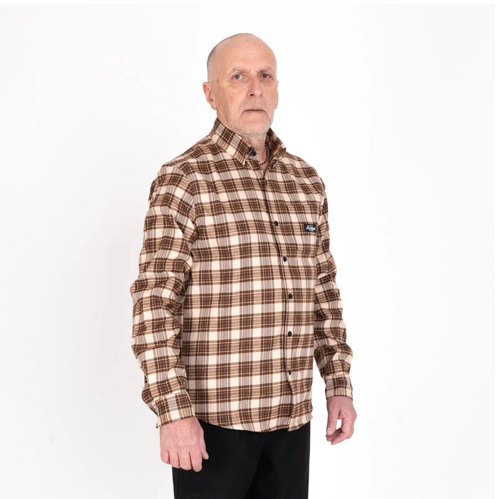 SQRTN TGN Patch Flanell Shirt Sand