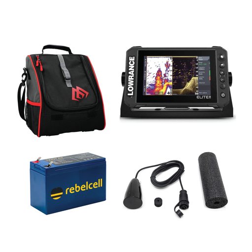 Isfiskekit Lowrance Elite FS 7 Isgivare Rebelcell 12V07 & Isfiskeväska